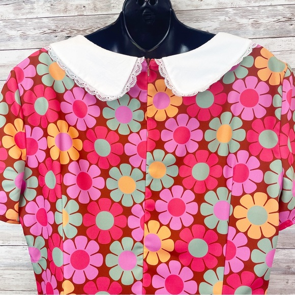 DOLLS KILL Sugar Thrillz Retro Floral Peter Pan Collar Mini Dress XXL - Picture 8 of 12